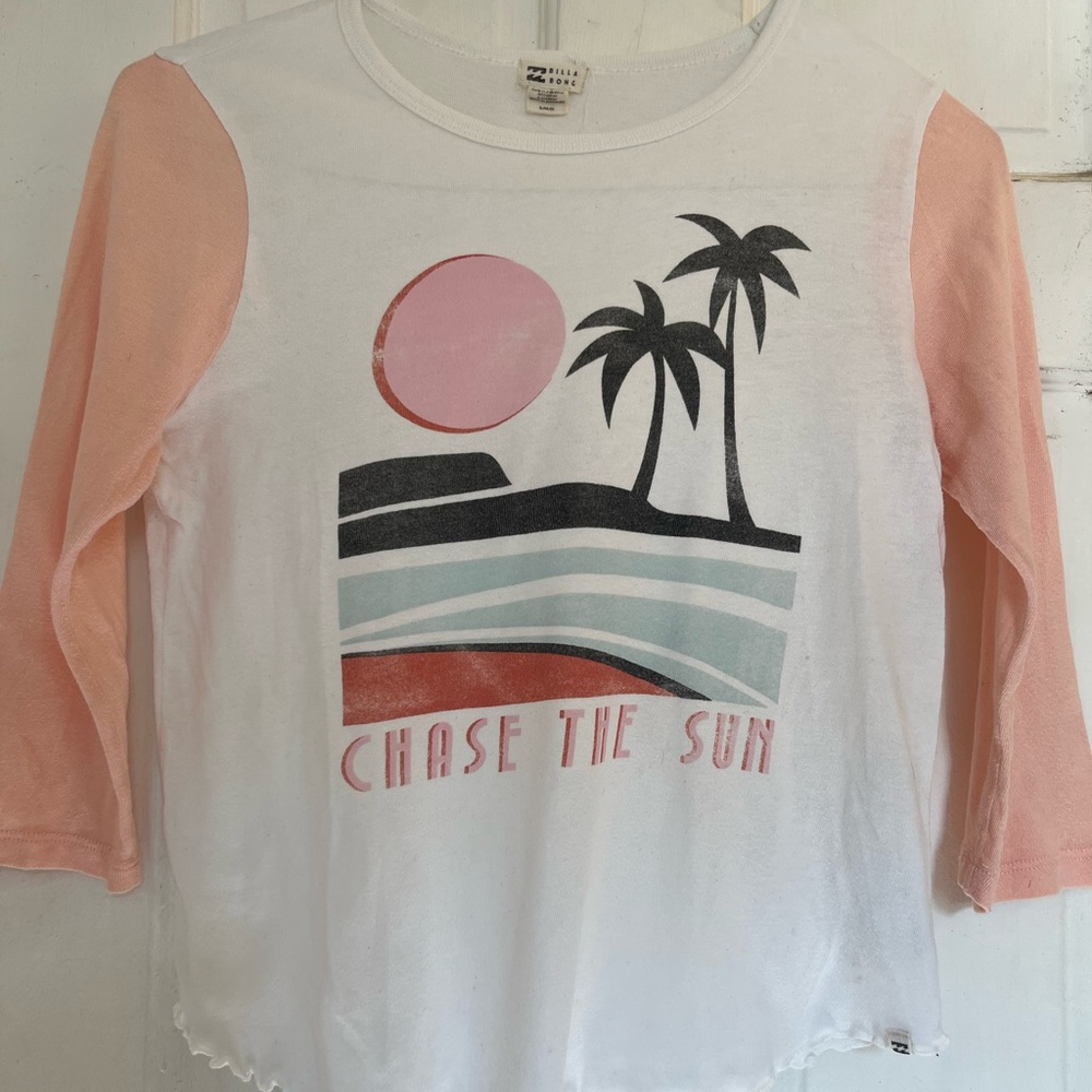 Billabong girls tropical 3/4 sleeve top in size large